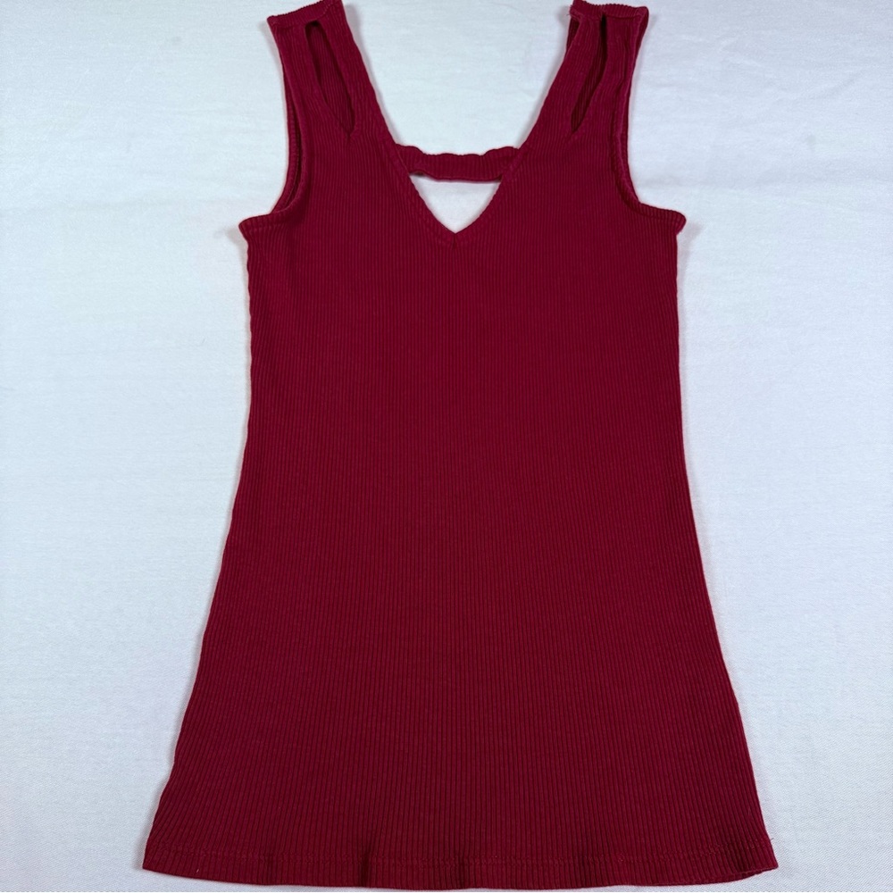 Express Bold Red Ribbed Top